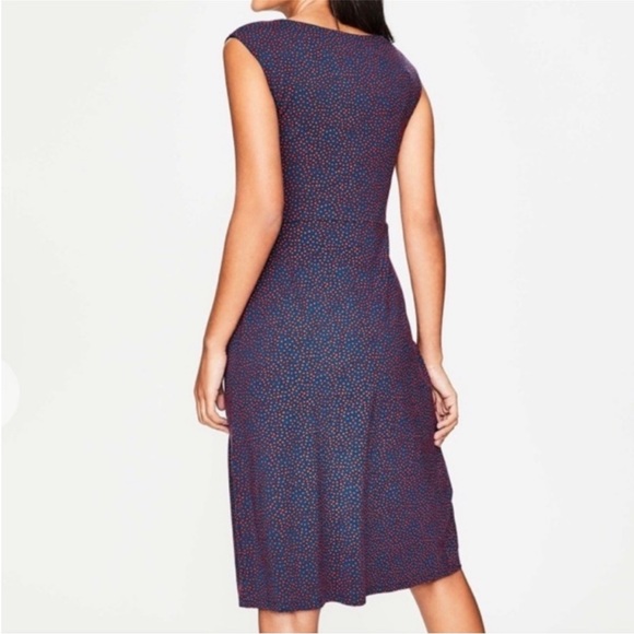 Boden Women's Marina Midi Blue Jersey Dress With Red Floral Print. US Size 12R. - Picture 2 of 13